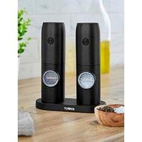 Tower Rechargeable Salt And Pepper Mills In Black