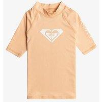 Roxy Girls Short Sleeve Rashguard With Upf 50 Sun Protection - Peach