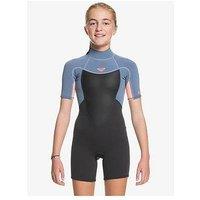 Roxy Girls 2/2Mm Prologue Back Zip Short Sleeve Spring Wetsuit - Black Multi