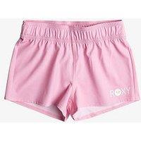 Roxy Girls Short Length Fully Elasticated Waist Fabric Boardshorts - Pink