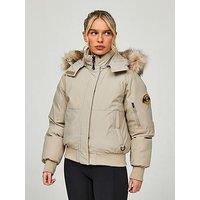 Zavetti Canada Olivia Hooded Bomber Jacket - Beige