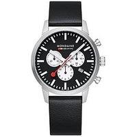 Mondaine Neo Chrono Black/White Dial 41Mm Watch - Grape Leather