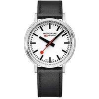 Mondaine Stop2Go Backlight White Dial Watch - Grape Leather