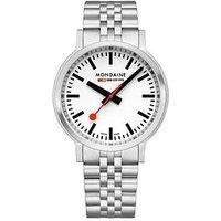 Mondaine Stop2Go Backlight White Dial Watch
