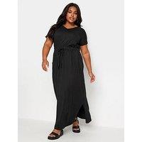 Yours Curve Side Split Drawcord Maxi Dress Black