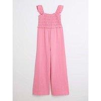 River Island Girls Shirred Jumpsuit - Pink