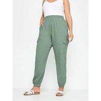 Yours Curve Cheesecloth Cuffed Jogger Sage