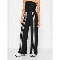 Pixiegirl Petite Front Two Stripe Wide Leg Trousers - Black