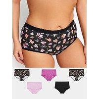 Yours Curve 5 Pack Pink Floral Briefs