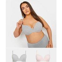 Yours Curve 2 Pack Grey Marl Lace Trim Pad Bra