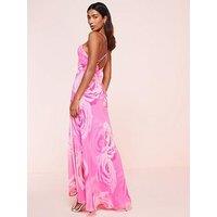 Mango Pink Floral Sweetheart Maxi Dress