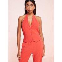 Mango Suit Waistcoat With Buttons - Coral