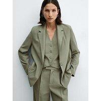 Mango Khaki Pockets Suit Blazer