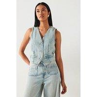 Mango Denim Waistcoat - Light Wash