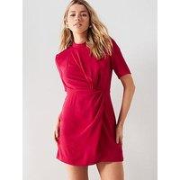 Mango Pink Short Sleeve Twist Front Mini Dress