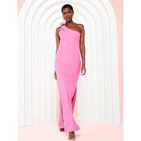 Mango One Shoulder Maxi Dress - Pink