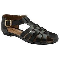 Ravel Garlston Leather Gladiator Flat Sandals - Black