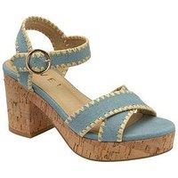 Ravel Ghent Platform Cross Front Cork Heeled Shoes - Denim