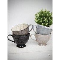 Hestia Retreat Tile Pattern Teacups &Ndash; Set Of 4