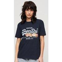 Superdry Vintage Logo Premium Floral T-Shirt - Navy