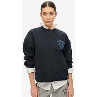 Superdry Athletic Loose Crop Crew Sweat - Navy