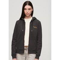 Superdry Essential Logo Zip Hoodie - Brown