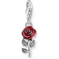 Thomas Sabo Rose Charm: 3D Long-Stemmed Beauty, Hand-Painted Red Enamel, Detailed Design, Perfect For Charm Club Combos