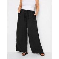 Yours Curve Washed Twill Wide Leg Trouser - Black