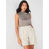 V By Very Slinky Ruched Sleeveless Top - Grey