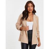 Quiz Petite Stone Ruched Sleeve Blazer