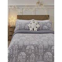 Very Home Nordic Christmas House Fleece Duvet Cover Set