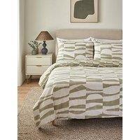 Everyday Olive Geo Print Duvet Cover Set