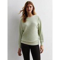 New Look Olive Ribbed Knit Batwing Top