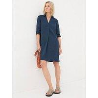 Fatface Mina Linen Blend Tunic Dress - Navy