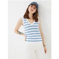 Fatface Breton Stripe Linen Tank - Blue