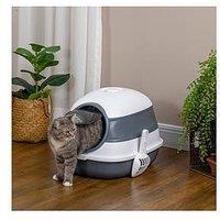Pawhut Foldable Hooded Cat Litter Tray Grey/White