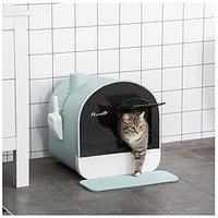 Pawhut Cat Litter Box With Hood Scoop Filter Flap Door, 43X44X47 Cm, Green