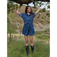 Barbour Denim Playsuit With Button Front - Denim