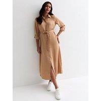 New Look Camel Belted Midi Shirt Dress