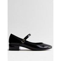 New Look Black Patent Block Heel Mary Jane Shoes