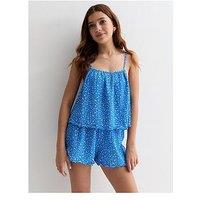 New Look 915 Girls Blue Crinkle Ditsy Floral Cami