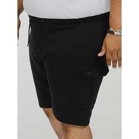 D555 Cyrus Elasticated Waist Fleece Cargo Shorts - Black