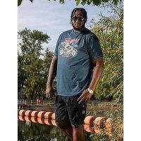 D555 Bradford Skeleton Printed T-Shirt - Navy/ Blue Twist