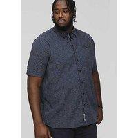 D555 Brody Micro Print Short Sleeve Shirt -Navy