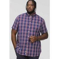 D555 Royston Checked Short Sleeve Shirt - Navy/Red Check