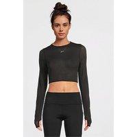 Reebok Womens Training Lux Contour Studio Mesh Long Sleeve Top - Black