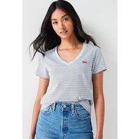 Levi'S Perfect V-Neck T-Shirt - Penny Stripe Kentucky Blue Cotton