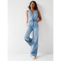 Levi'S Denim Vest Wide Leg Jumpsuit - Dive Deep