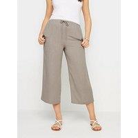 Long Tall Sally Tall Neutral Crop Sand Linen Blend Trouser