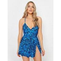 Long Tall Sally Tall Blue Animal Skirted Swimsuit